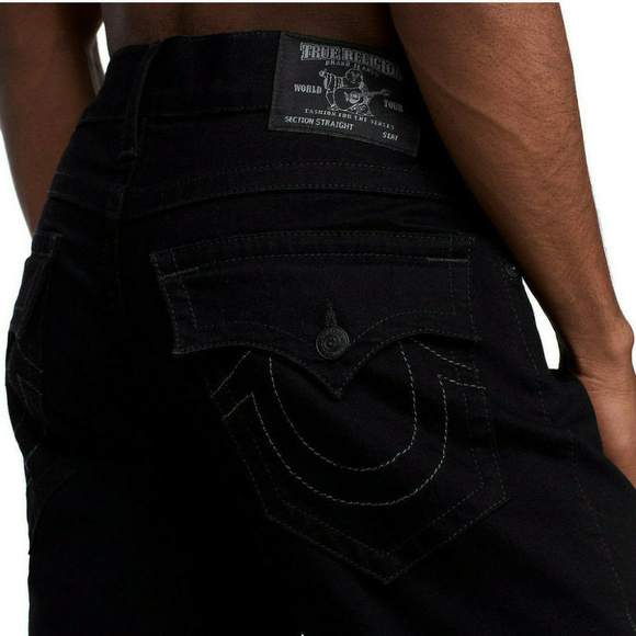 True Religion Men's Ricky Straight Leg Stretch Jeans in Body Rinse Black - Picture 1 of 5